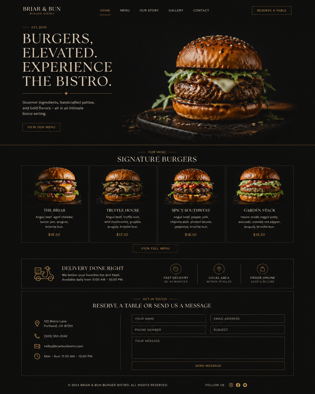 Web Koncept: web pro burger bistro — finální design